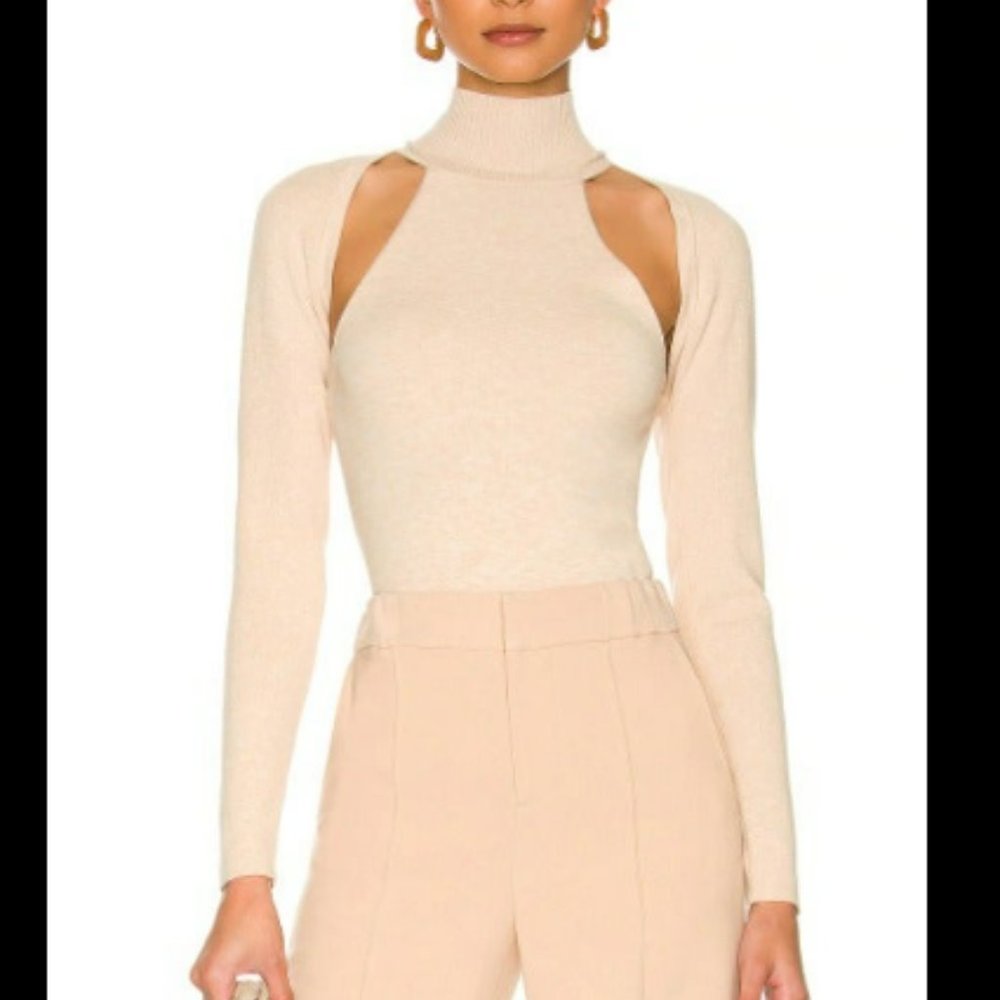 NWT Alice + Olivia Jeremy Fitted Tank Top With Shrug Camel Size Small $350 MSRPN